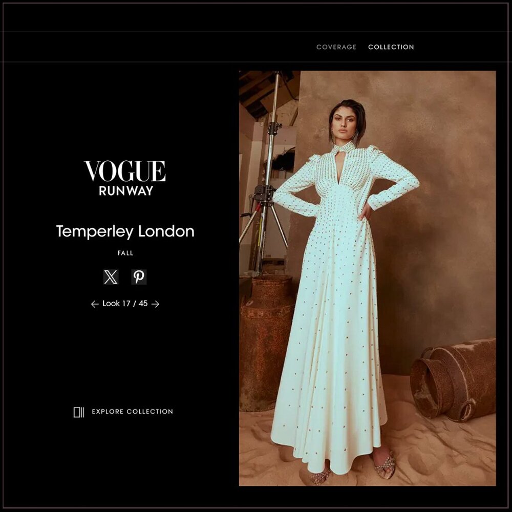 $4400 New Temperley London Crystal-Studded Dallas Collar Runway Dress